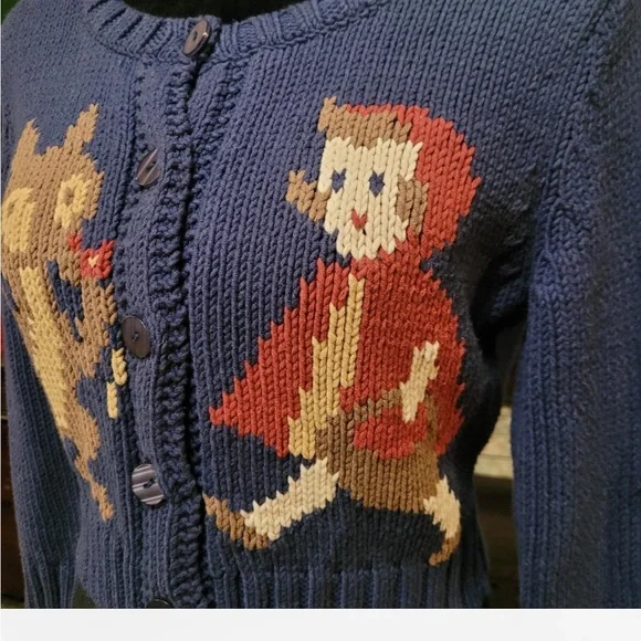 RARE BETSEY JOHNSON LITTLE RED RIDING HOOD CARDIGAN SWEATER SIZE LARGE - Picture 5 of 10